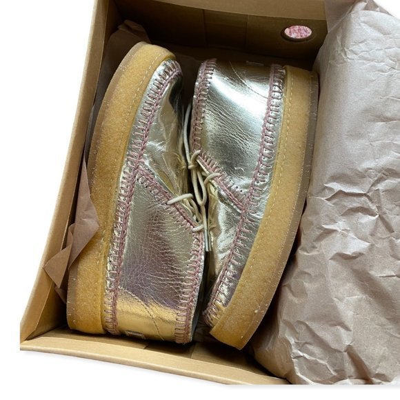 NWT Laidback London Crochet-Accented Booties Gold Anthropologie sz 6 Womens Boot - Picture 10 of 12